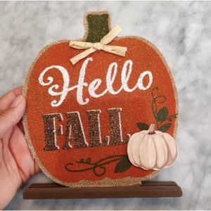 Hello Fall pumpkin stand decoration home decor